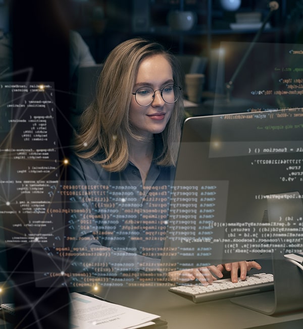 Trainer working at a computer